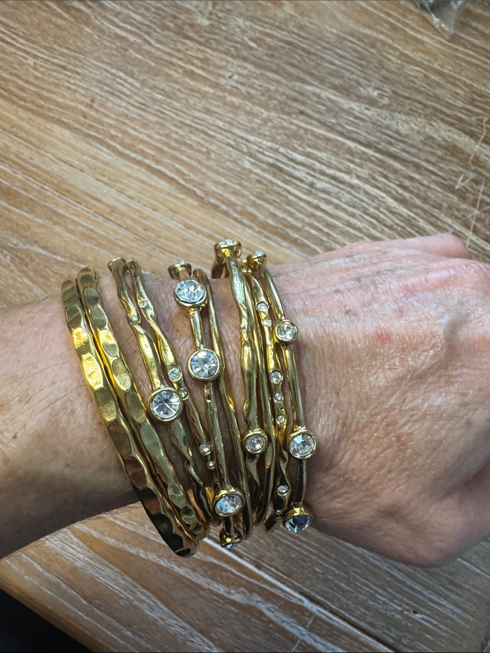 Gold tone and CZ Bangles